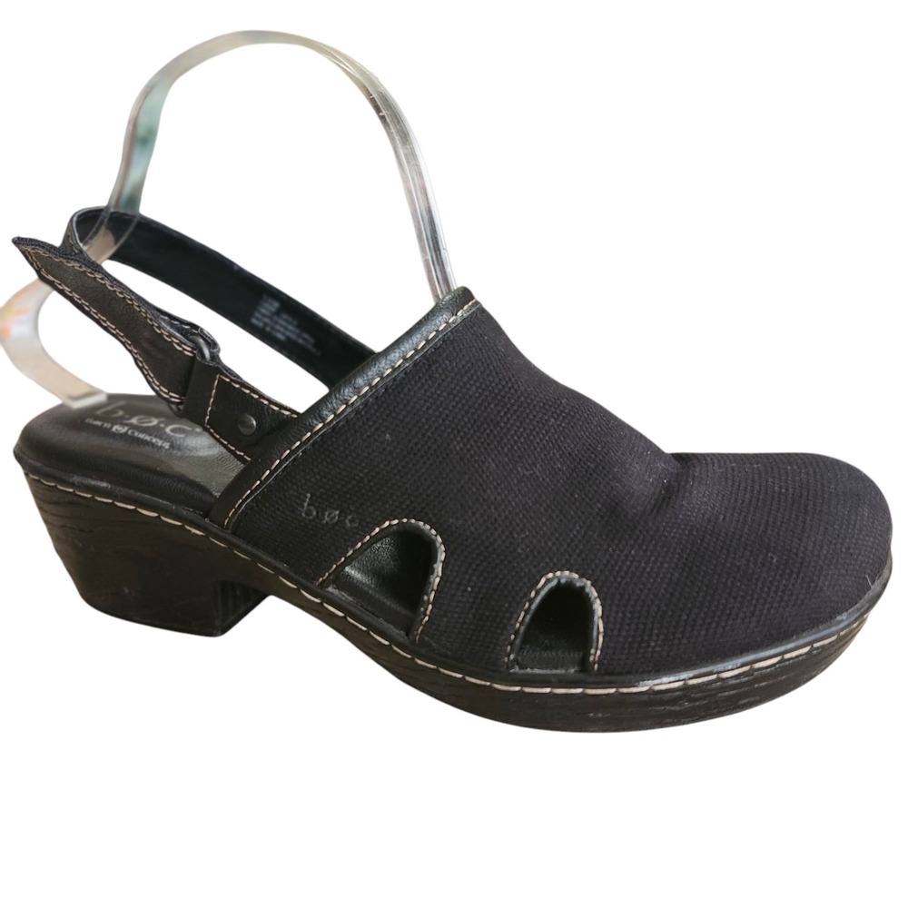 b.o.c. Born Concept Clogs Women 10M Black Canvas Slingback Sandals Boho Minimal